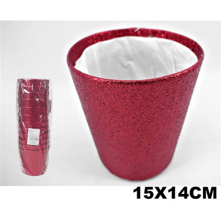 Pot décoratif rouge avec finition texturée (15x14 cm)