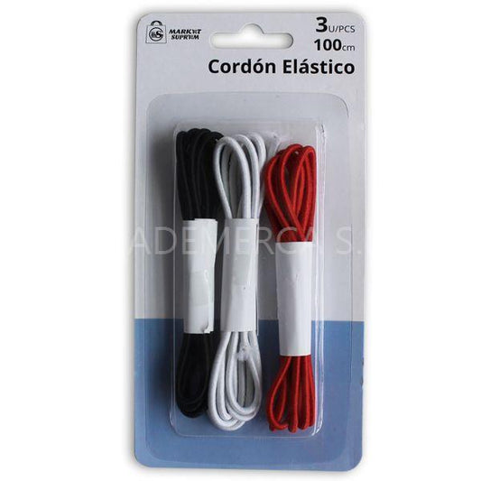 Pack de Cordones Elásticos Multicolor - 3 Unidades de 100 cm Cada Uno