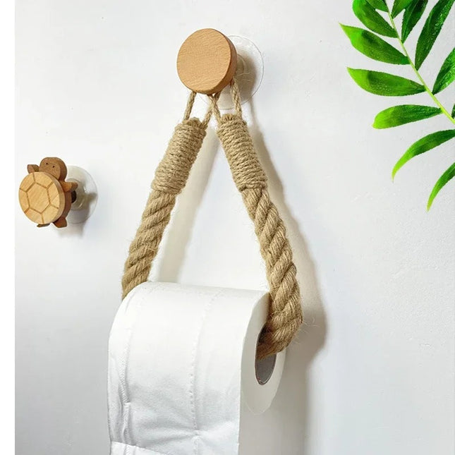 Soporte de Papel Higiénico de Estilo Náutico con Cuerda y Ventosa