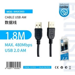 Cable USB ExtraStar AM-AM 1.8m (USB 2.0, 480Mbps, Modelo 6HUC003)