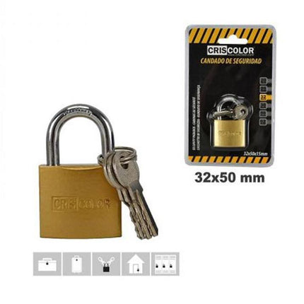 Candado de Seguridad Criscolor 32x50 mm con 3 Llaves
