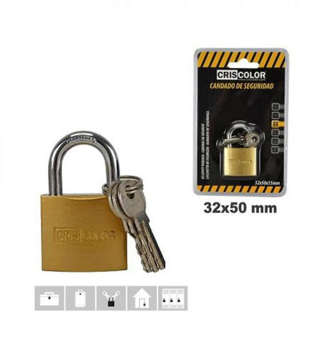 Candado de Seguridad Criscolor 32x50 mm con 3 Llaves
