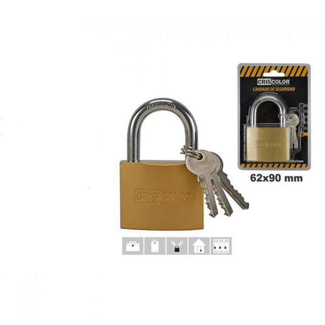 Candado de Seguridad Criscolor 62x90 mm con 3 Llaves