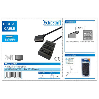 Distribuidor Euroconector de 3 Salidas ExtraStar