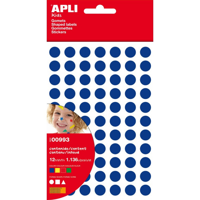 Gomets Adhesivos Redondos APLI Kids – 1136 unidades