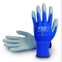 Guantes de Trabajo TB Plus Nylon Azul con Poliuretano Gris