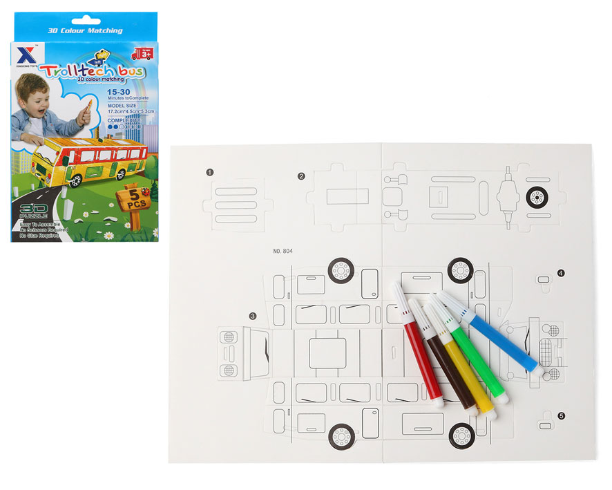 Kit d'artisanat 3D Trolltech Bus - Conception, couleur et construction