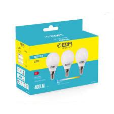 Pack 3 Bombillas LED EDM E14 5W (400LM, Luz Cálida 3000K)