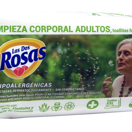 Toallitas Húmedas Corporales para Adultos Las Dos Rosas (40 uds)
