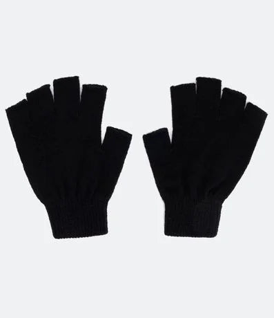 Gants sans doigts tricotés pour enfants - Noir