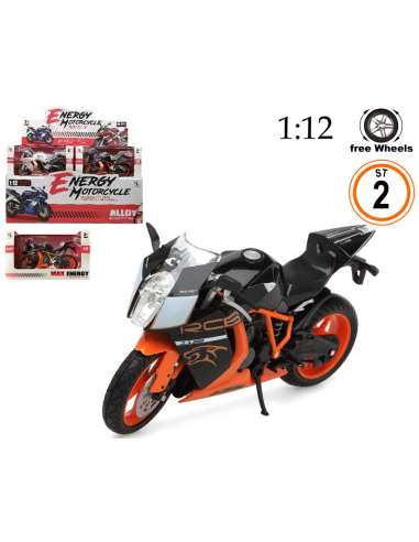 Moto de sport miniature en métal 1:12 - Design réaliste et roues libres